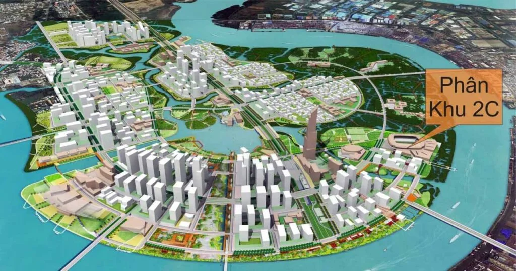 Phối cảnh 3D Phân Khu 2C Sun Group Thủ Thiêm - Khu phức hợp căn hộ cao tầng và tiện ích đẳng cấp