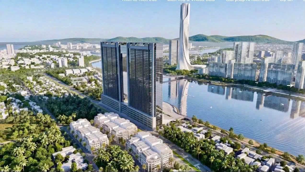 Phối cảnh tổng thể ban ngày Sun Galaxy Complex với khu nhà phố liền kề và mặt hồ