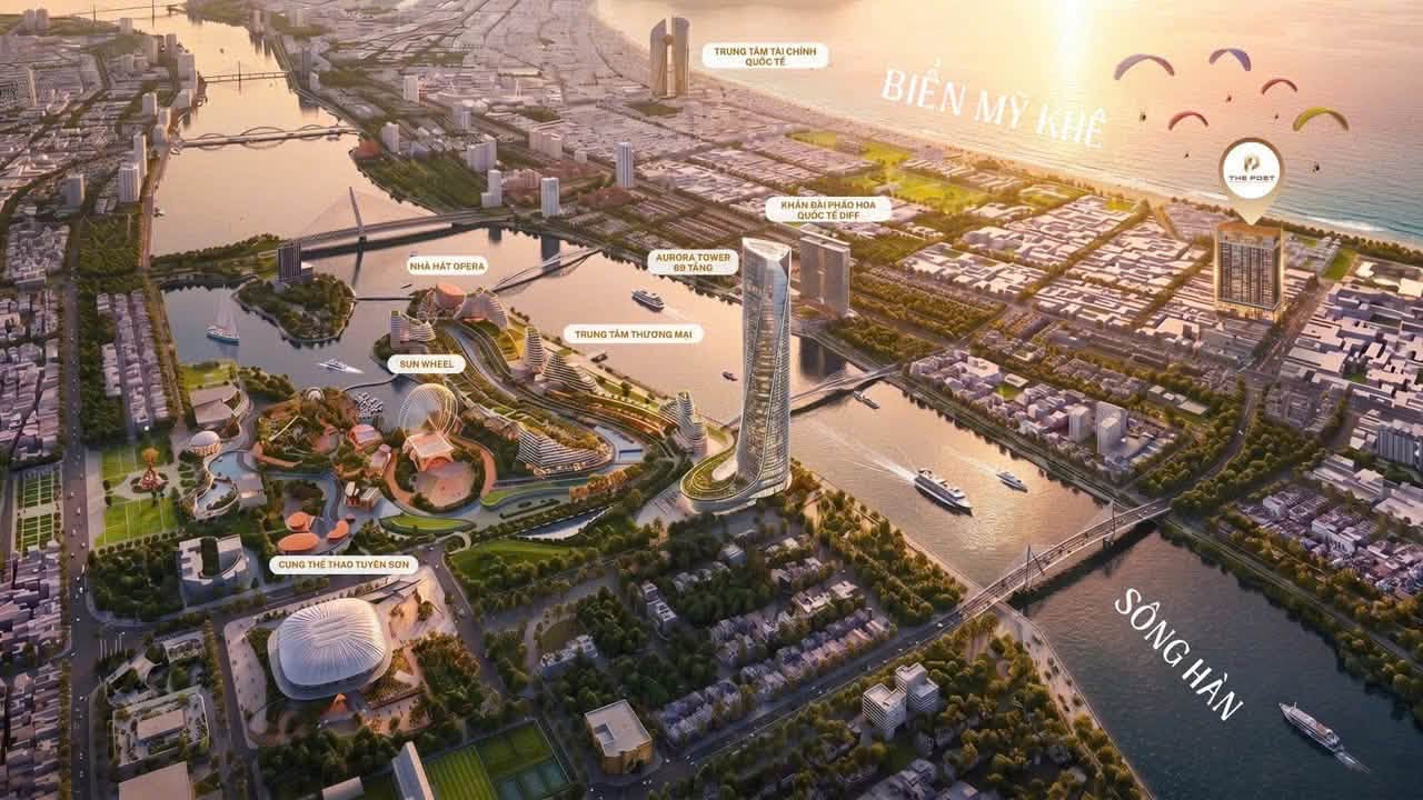 Sơ đồ vị trí Sun Galaxy Complex bên sông Hàn, gần biển Mỹ Khê và khán đài pháo hoa DIFF