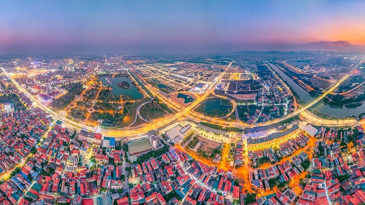 Toàn cảnh khu đô thị về đêm với hệ thống giao thông kết nối, nơi Sun Group cùng các nhà đầu tư lớn quan tâm phát triển dự án