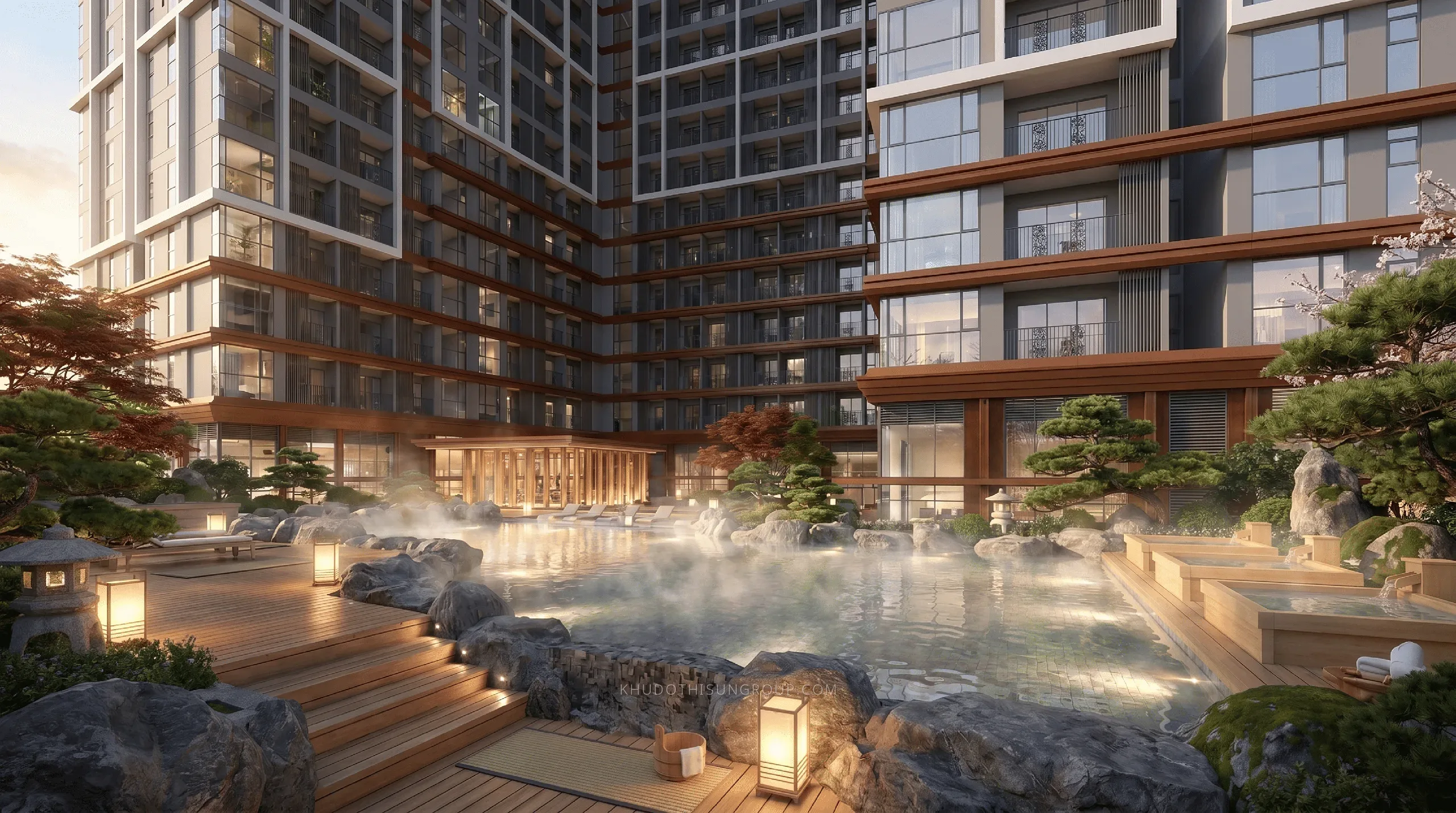 Khu tắm khoáng nóng Onsen trong nội khu phục vụ cư dân dự án The Fest