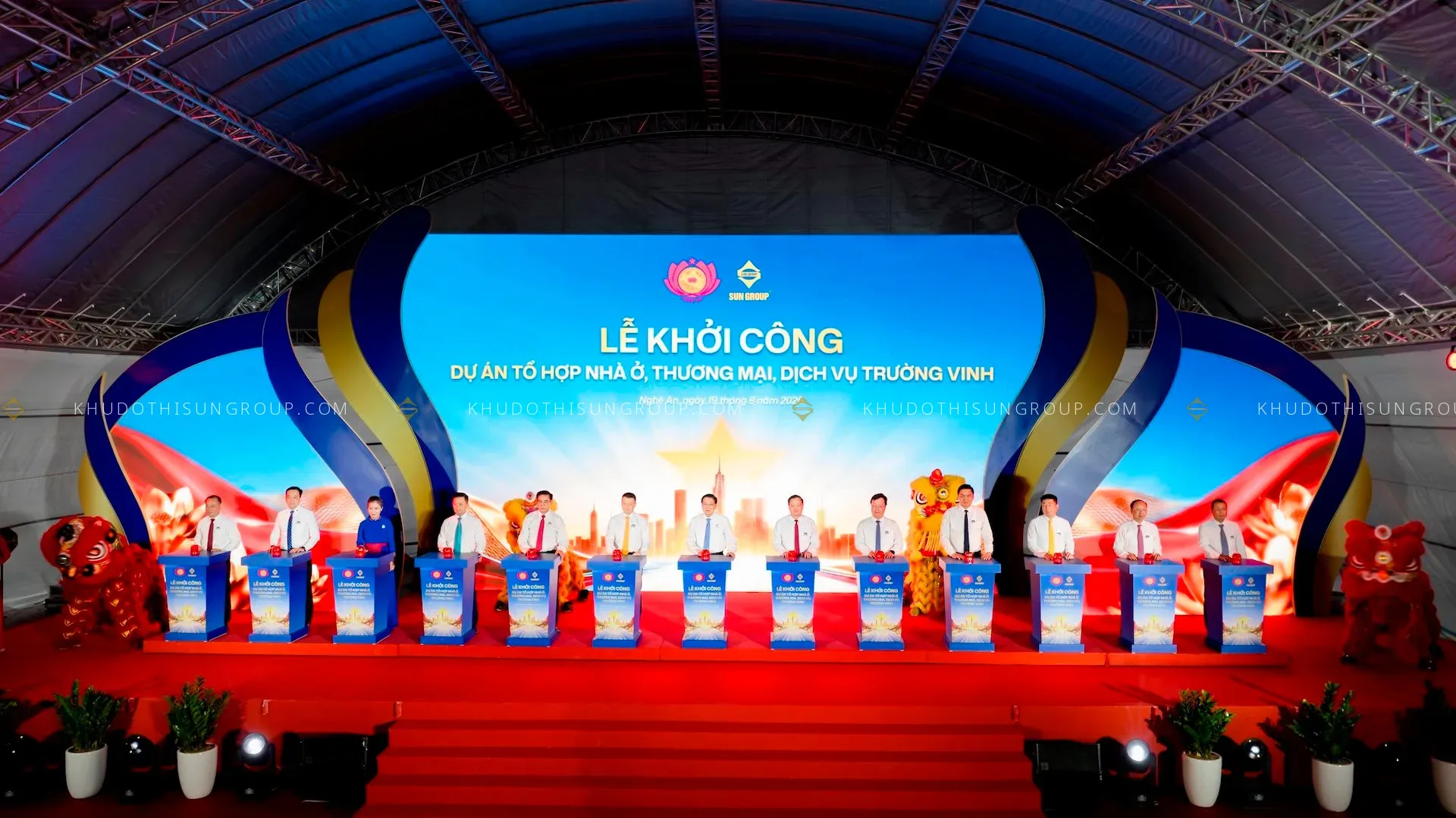 Lễ khởi công dự án tổ hợp nhà ở, thương mại dịch vụ Trường Vinh của Sun Group tại Nghệ An