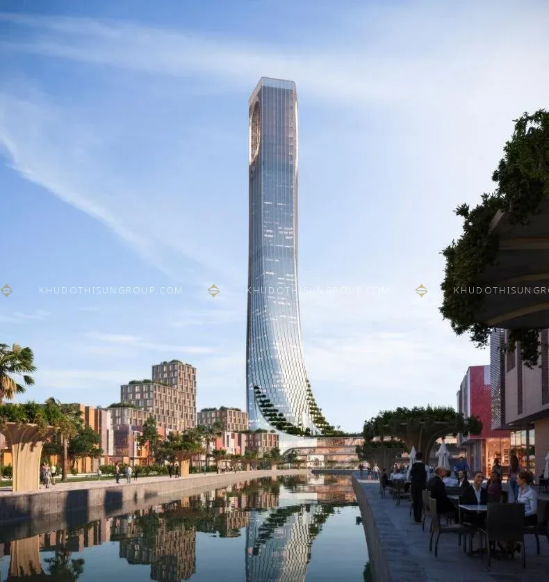 Phối cảnh cận cảnh tòa tháp 69 tầng thuộc dự án Sun Group Đà Nẵng