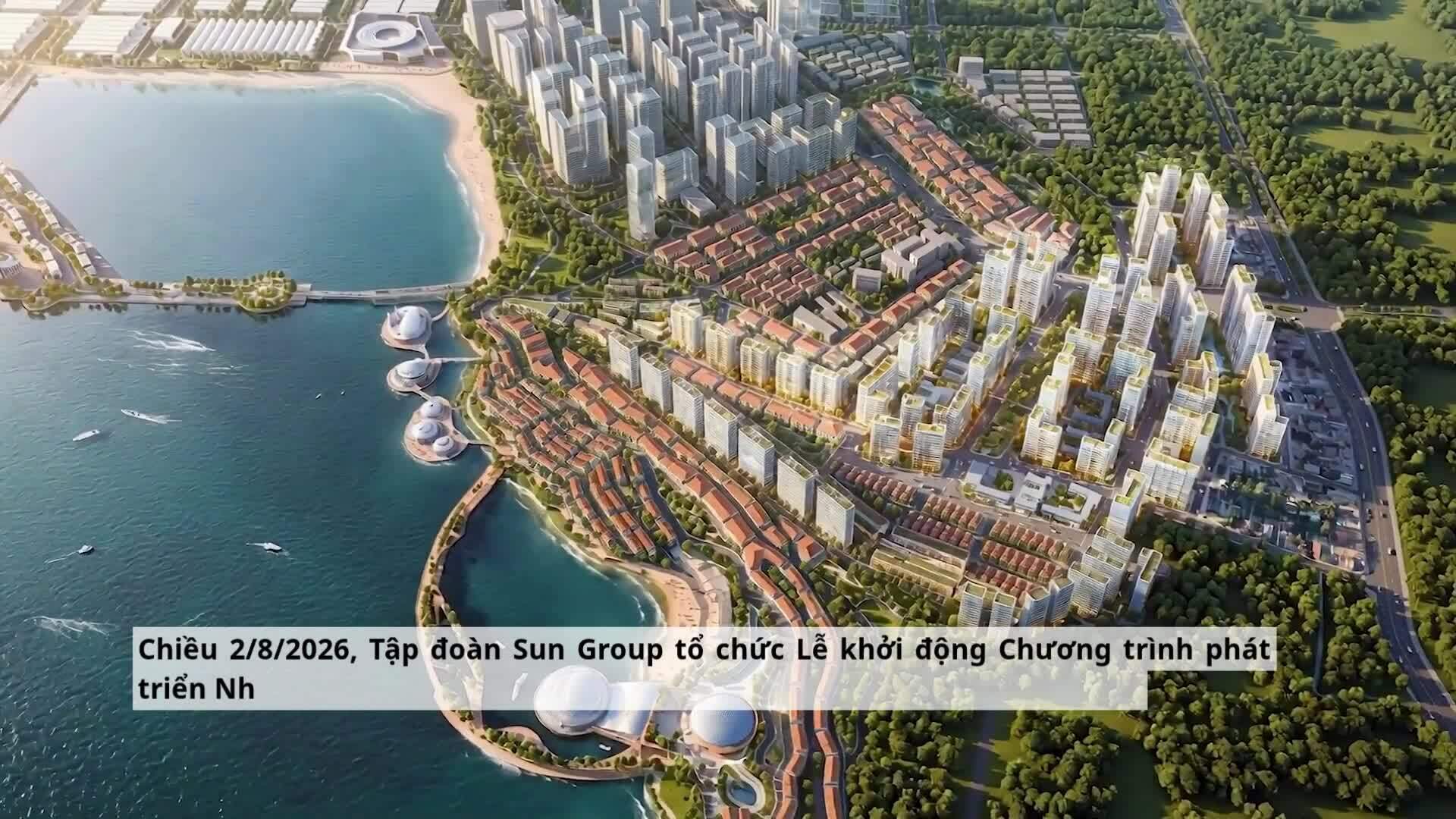 Phối cảnh tổng thể khu đô thị An Thới nhìn từ trên cao với dự án nhà ở xã hội Sun Group